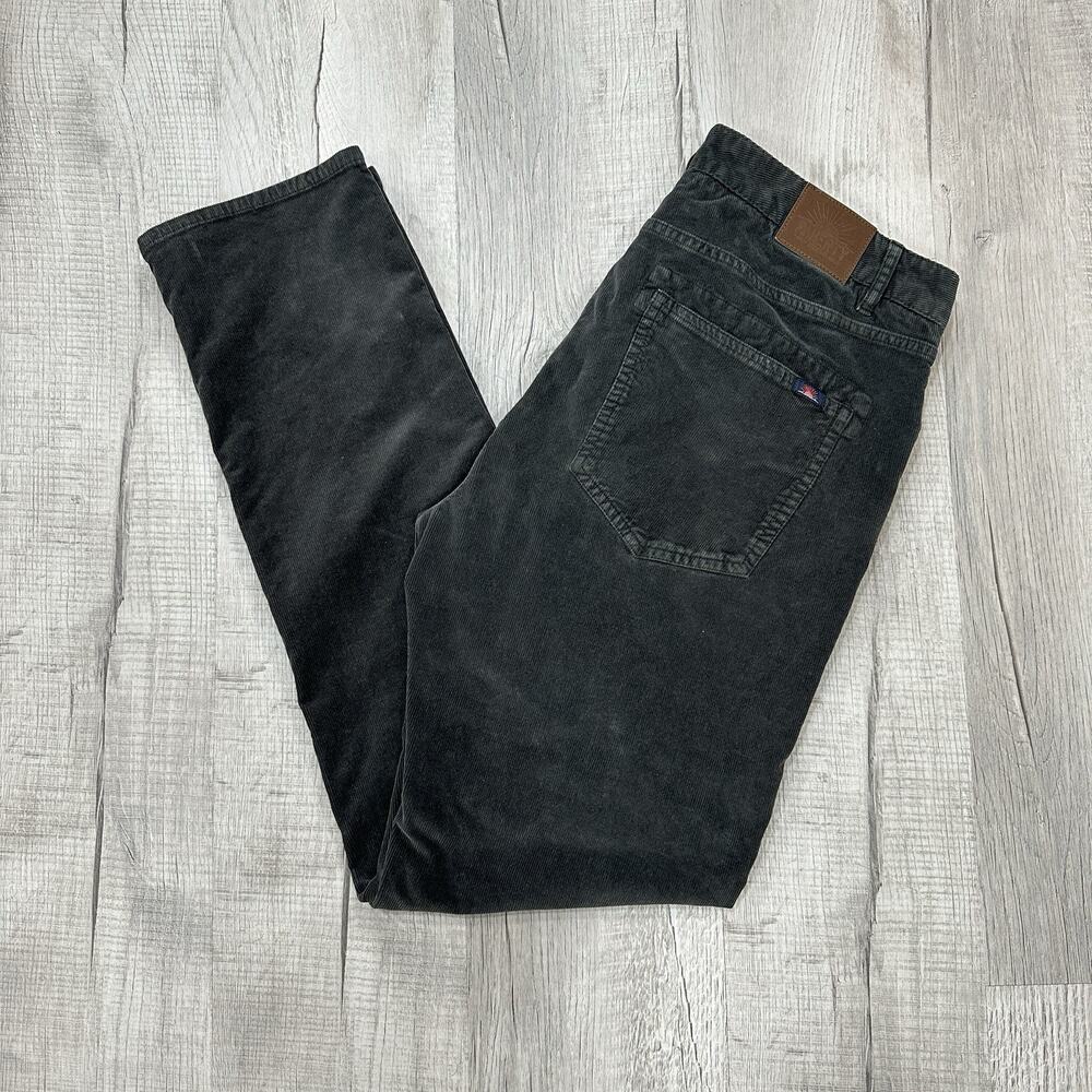 Faherty Mens Pants Corduroy Gray Organic Cotton Blend 34x32 Straight 5 Pocket